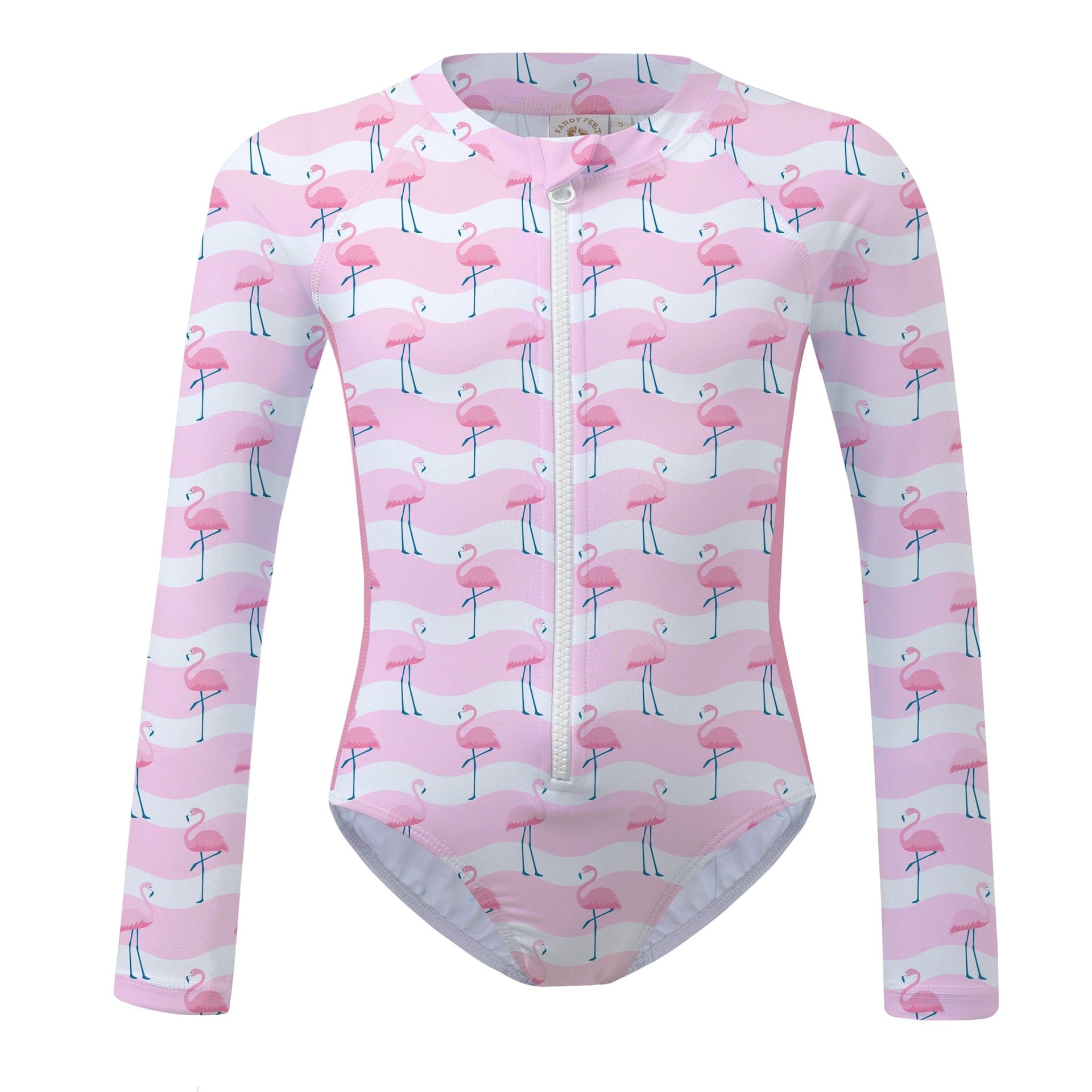 Sandy Feet Australia Long Sleeve Sunsuit FLAMINGO FLAMBOYANCE LONG SLEEVE SUNSUIT
