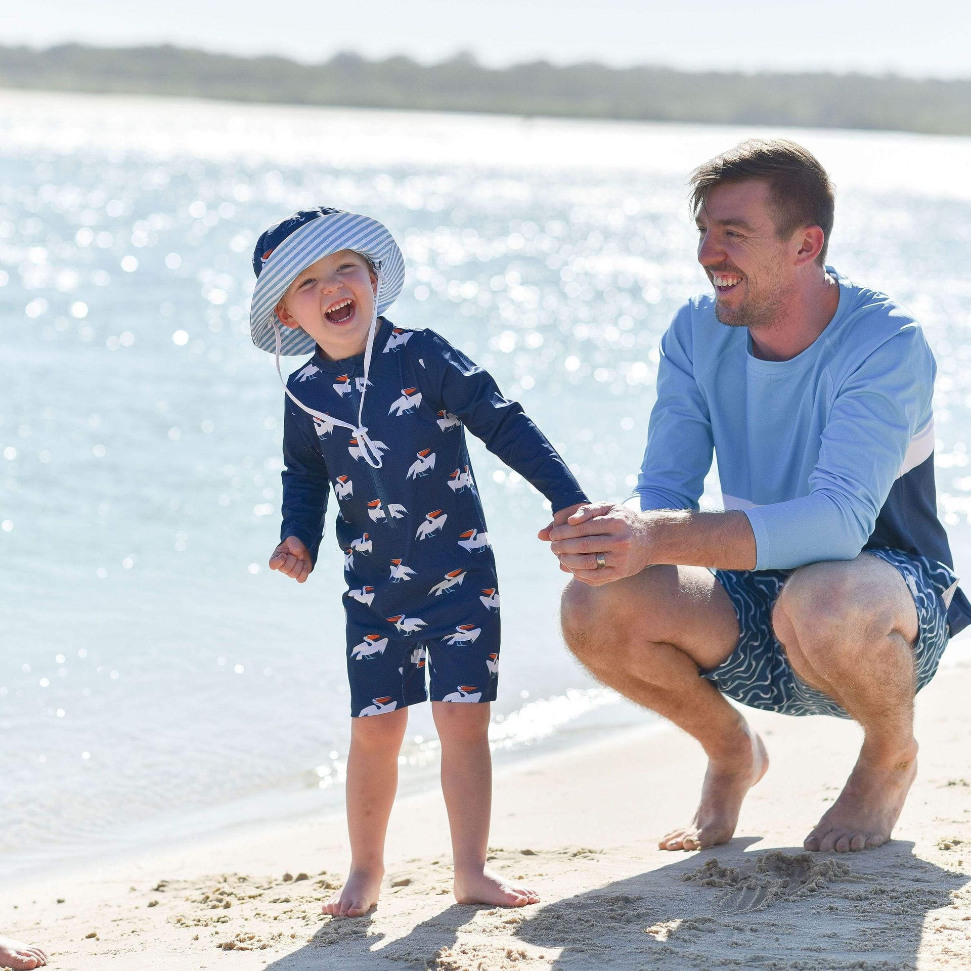 Sandy Feet Australia Toddler Sunsuits Navy Pelican Scoop Toddler Sunsuit