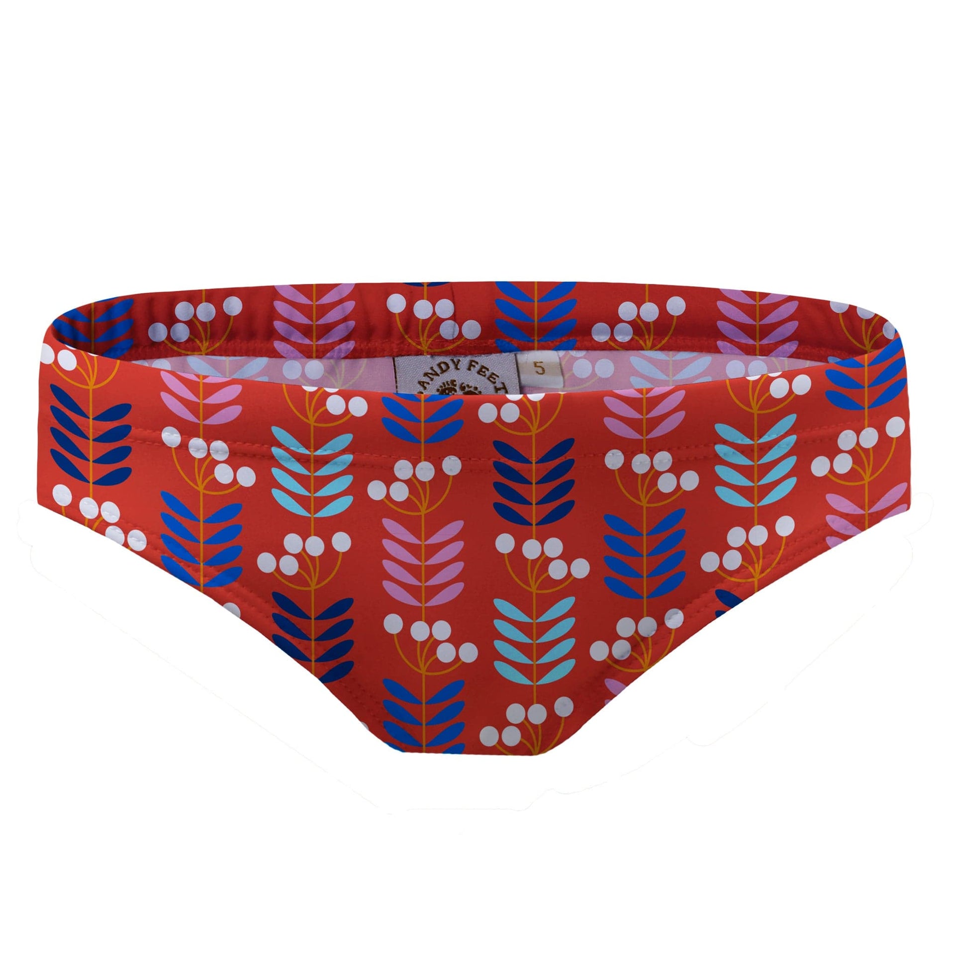 Sandy Feet Australia Bikini Bottom RED RETRO STEMS BIKINI BOTTOMS