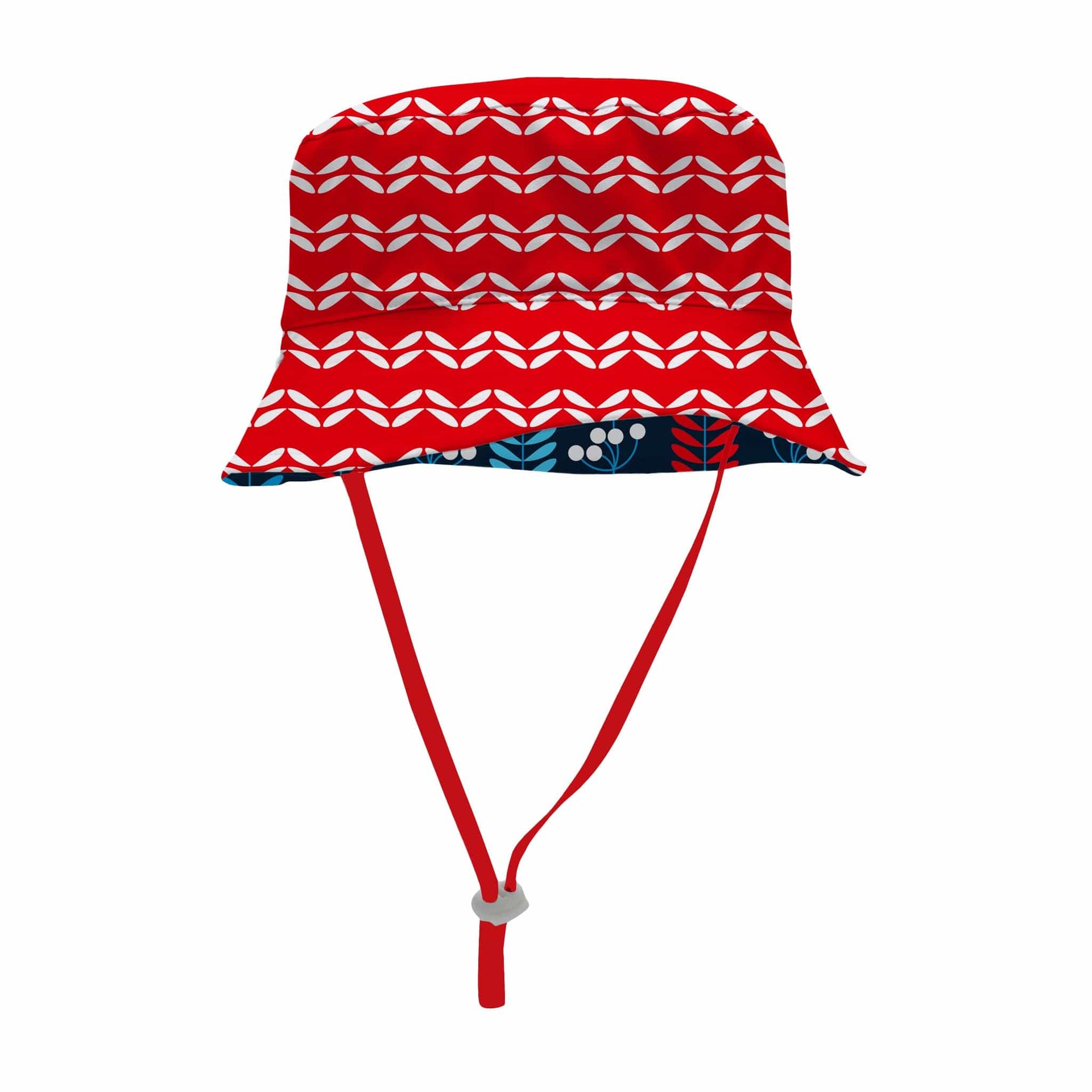 Sandy Feet Australia Hat BLUE FLOWER RED LEAF REVERSIBLE BUCKET HAT