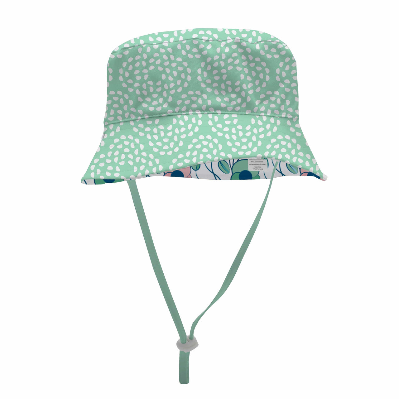 Sandy Feet Australia Hat POPPY PERFECTION MINT PEBBLE REVERSIBLE BUCKET HAT