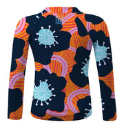 Sandy Feet Australia Long Sleeve Rashie WOMENS SUNSET BLOSSOM LONG SLEEVE ZIP RASHIE