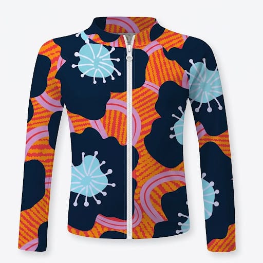 Sandy Feet Australia Long Sleeve Rashie WOMENS SUNSET BLOSSOM LONG SLEEVE ZIP RASHIE
