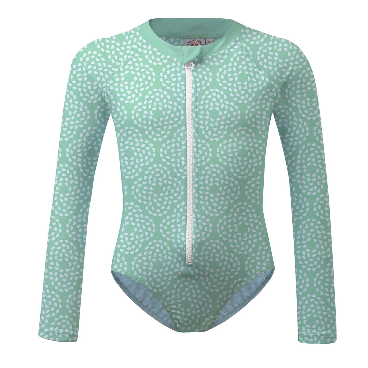 Sandy Feet Australia Long Sleeve Sunsuit MINT FLOWER PEBBLE LONG SLEEVE SUNSUIT