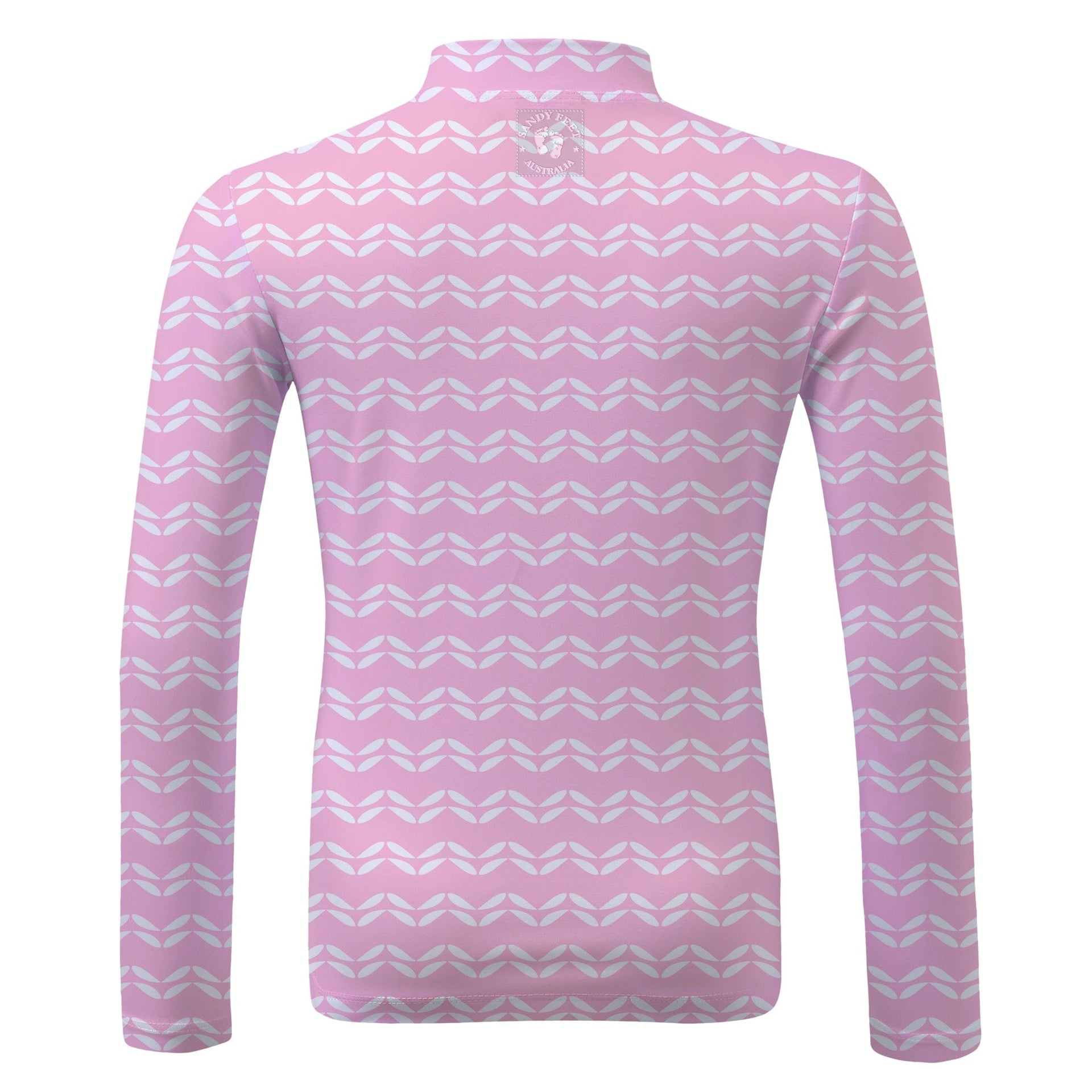 Sandy Feet Australia Long Sleeve Zip Rashie PINK LEAF CHEVRON LONG SLEEVE ZIP RASHIE