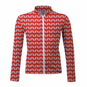 Sandy Feet Australia Long Sleeve Zip Rashie RED LEAF CHEVRON LONG SLEEVE ZIP RASHIE