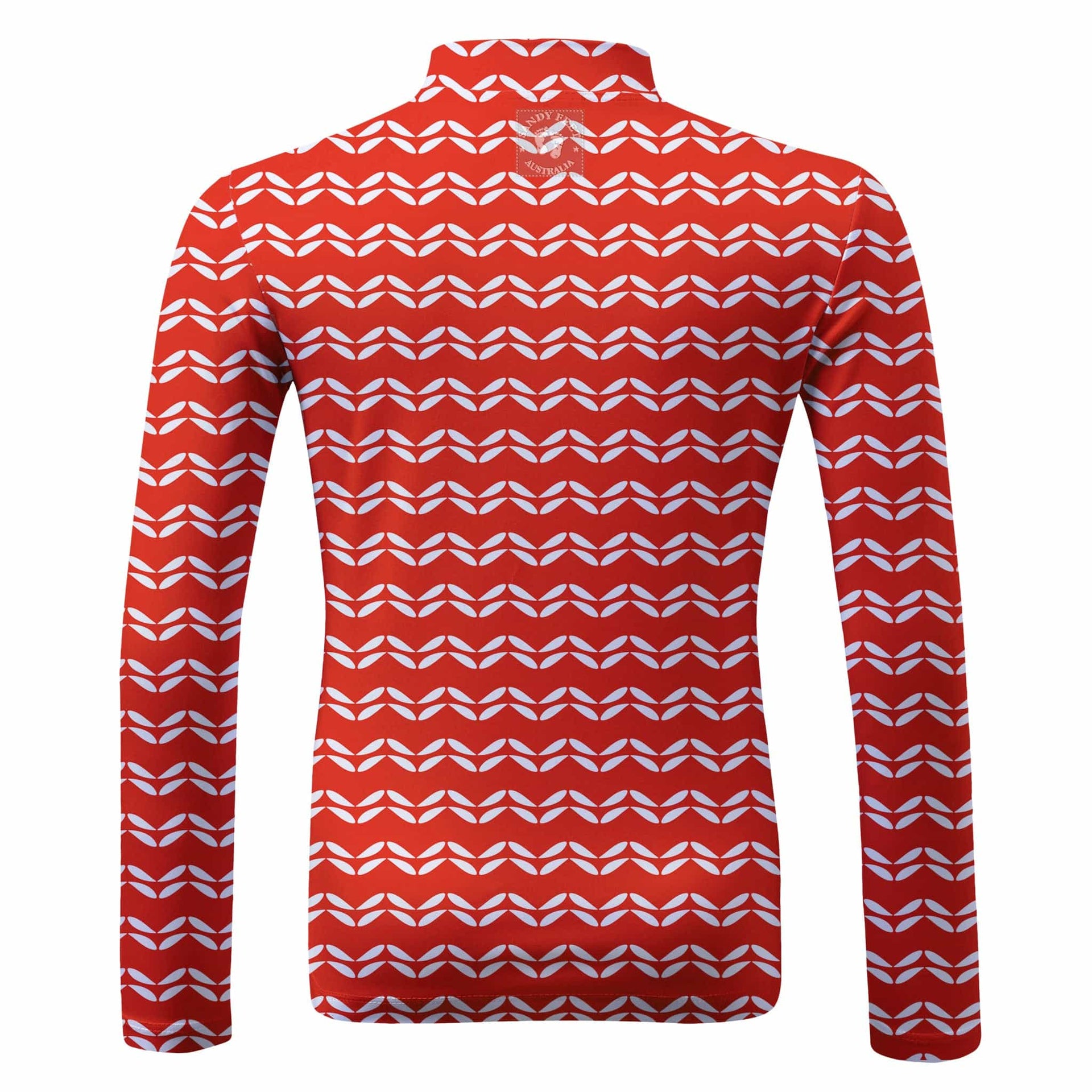 Sandy Feet Australia Long Sleeve Zip Rashie RED LEAF CHEVRON LONG SLEEVE ZIP RASHIE