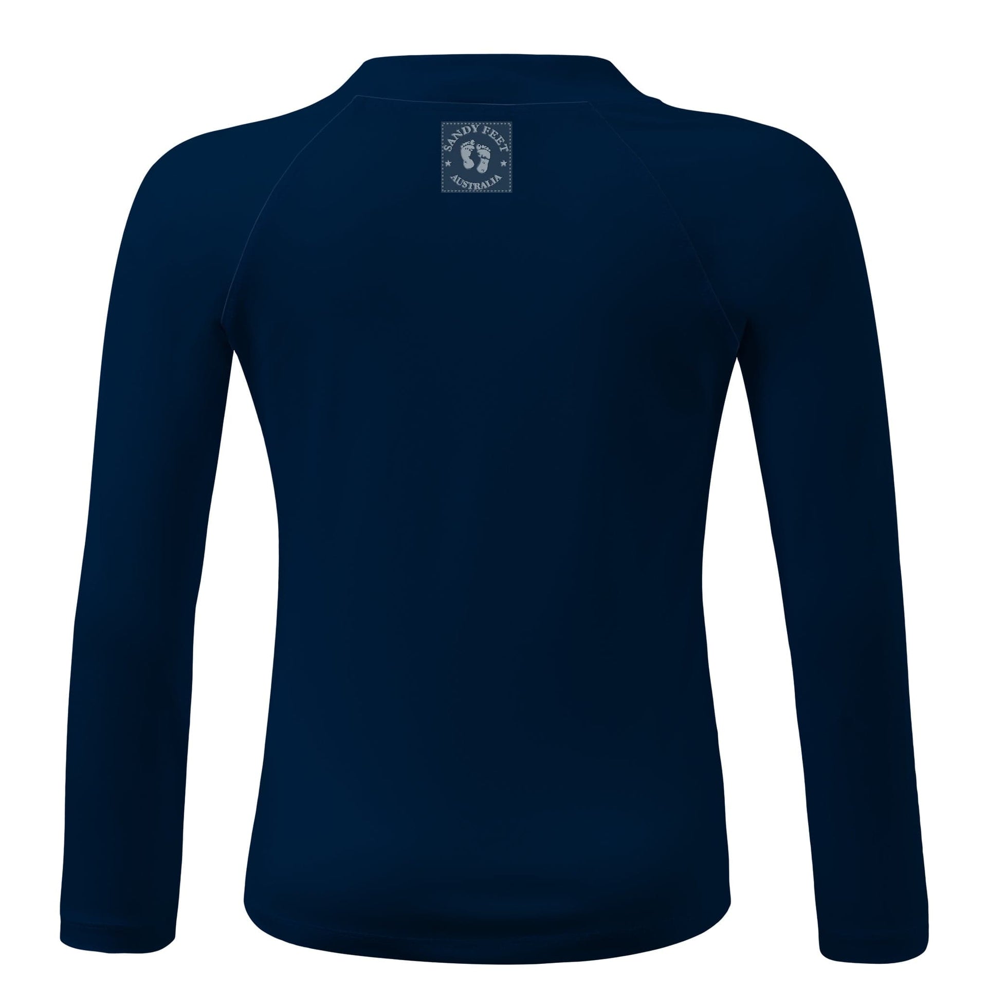 Sandy Feet Australia Long Sleeve Zip Rashie SQUID INK NAVY LONG SLEEVE ZIP RASHIE