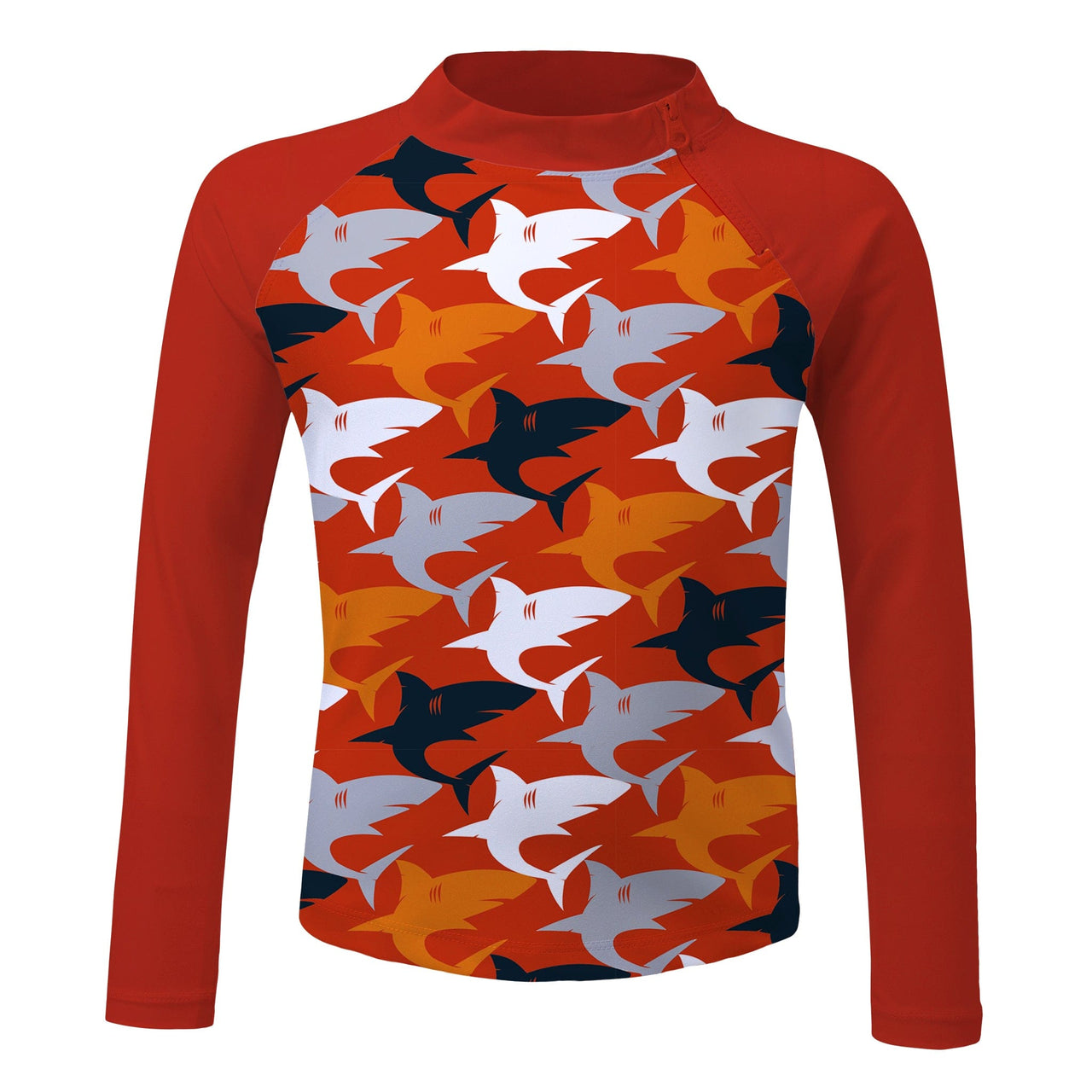 Sandy Feet Australia Long Sleeve Zip Rashie TIGER SHARK FRENZY LONG SLEEVE ZIP RASHIE