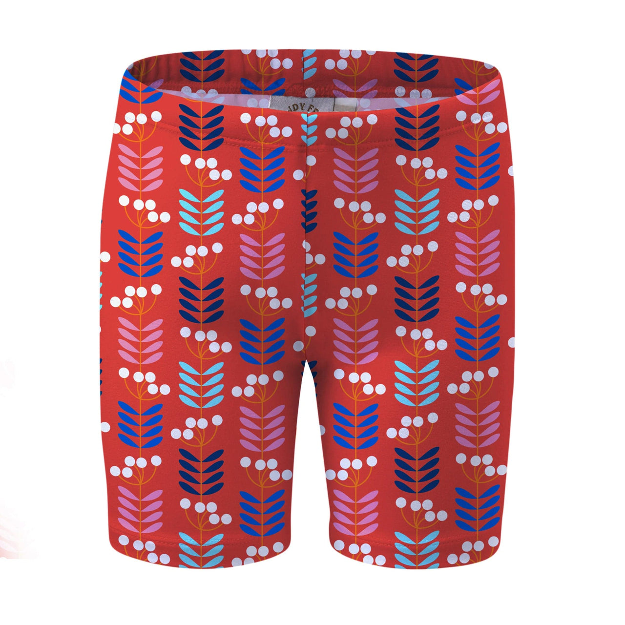 Sandy Feet Australia Long Swim Shorts RED RETRO STEMS LONG SWIM SHORTS