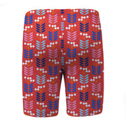 Sandy Feet Australia Long Swim Shorts RED RETRO STEMS LONG SWIM SHORTS