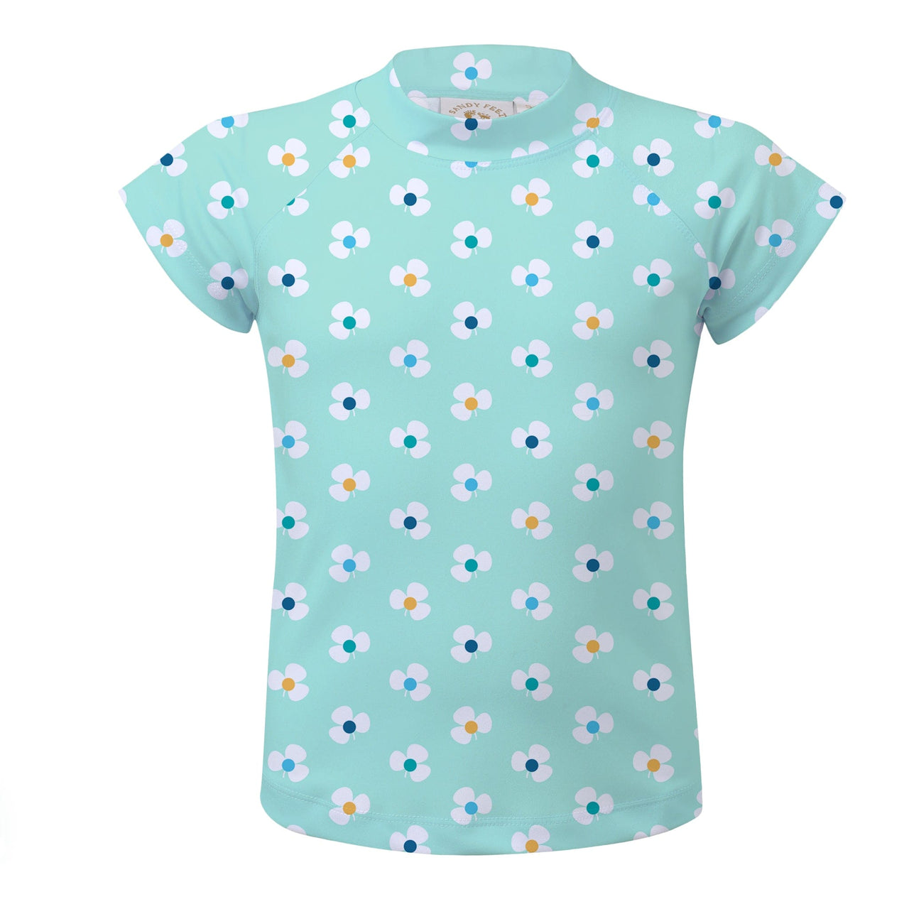 Sandy Feet Australia Short Sleeve Rashie MINT FLOWER BURST SHORT SLEEVE RASHIE