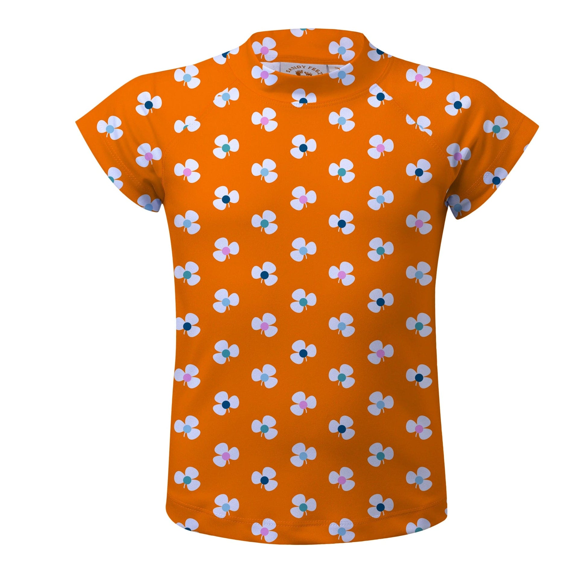 Sandy Feet Australia Short Sleeve Rashie TANGERINE FLOWER BURST SHORT SLEEVE RASHIE