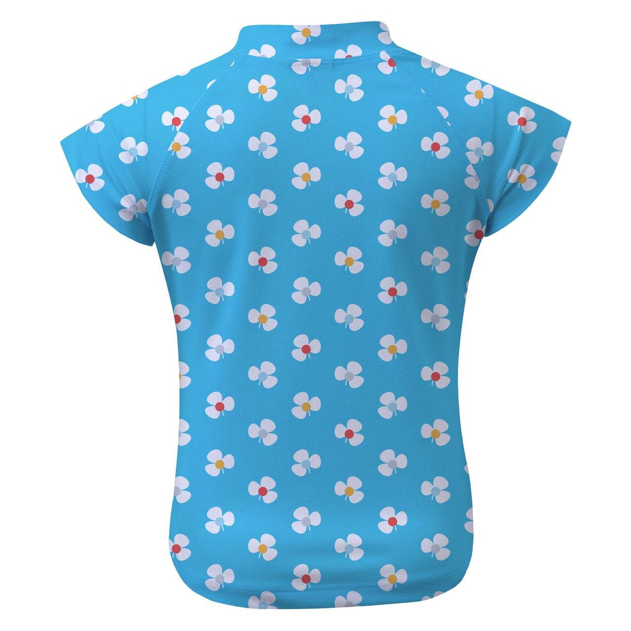 Sandy Feet Australia Short Sleeve Zip Rashie AZURE FLOWER BURST SHORT SLEEVE ZIP RASHIE