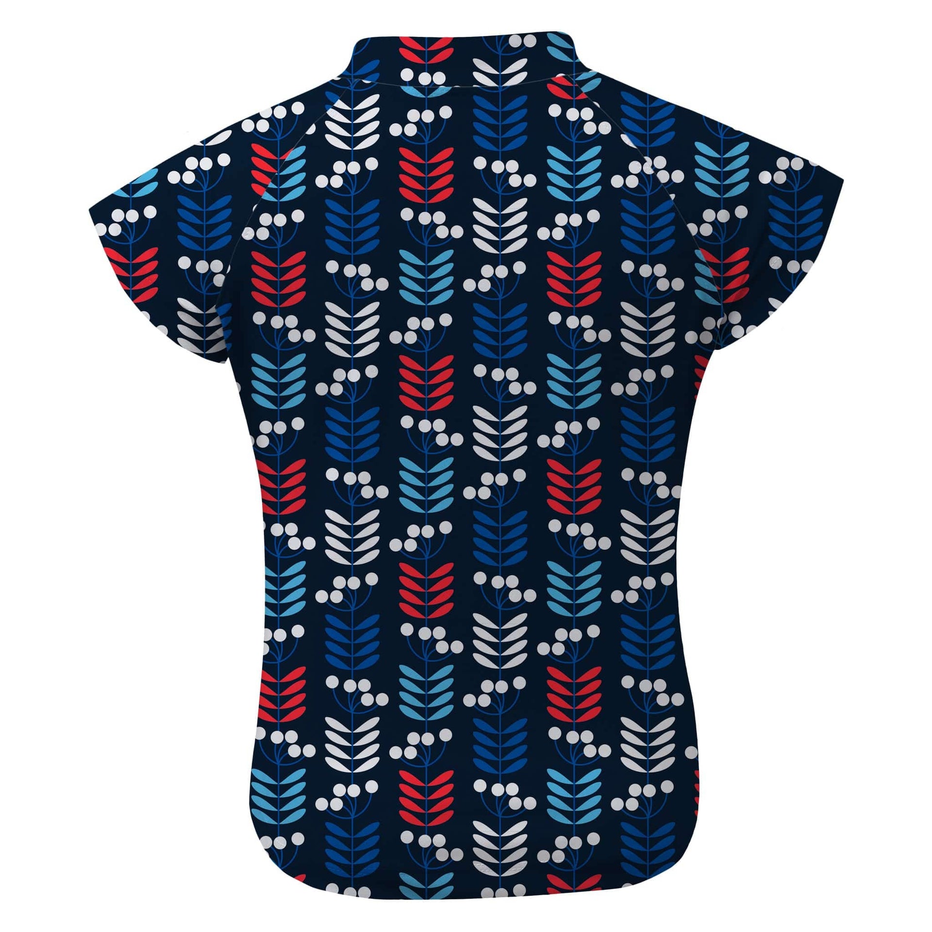 Sandy Feet Australia Short Sleeve Zip Rashie NAVY RETRO STEMS SHORT SLEEVE ZIP RASHIE