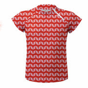 Sandy Feet Australia Short Sleeve Zip Rashie RED LEAF CHEVRON SHORT SLEEVE ZIP RASHIE