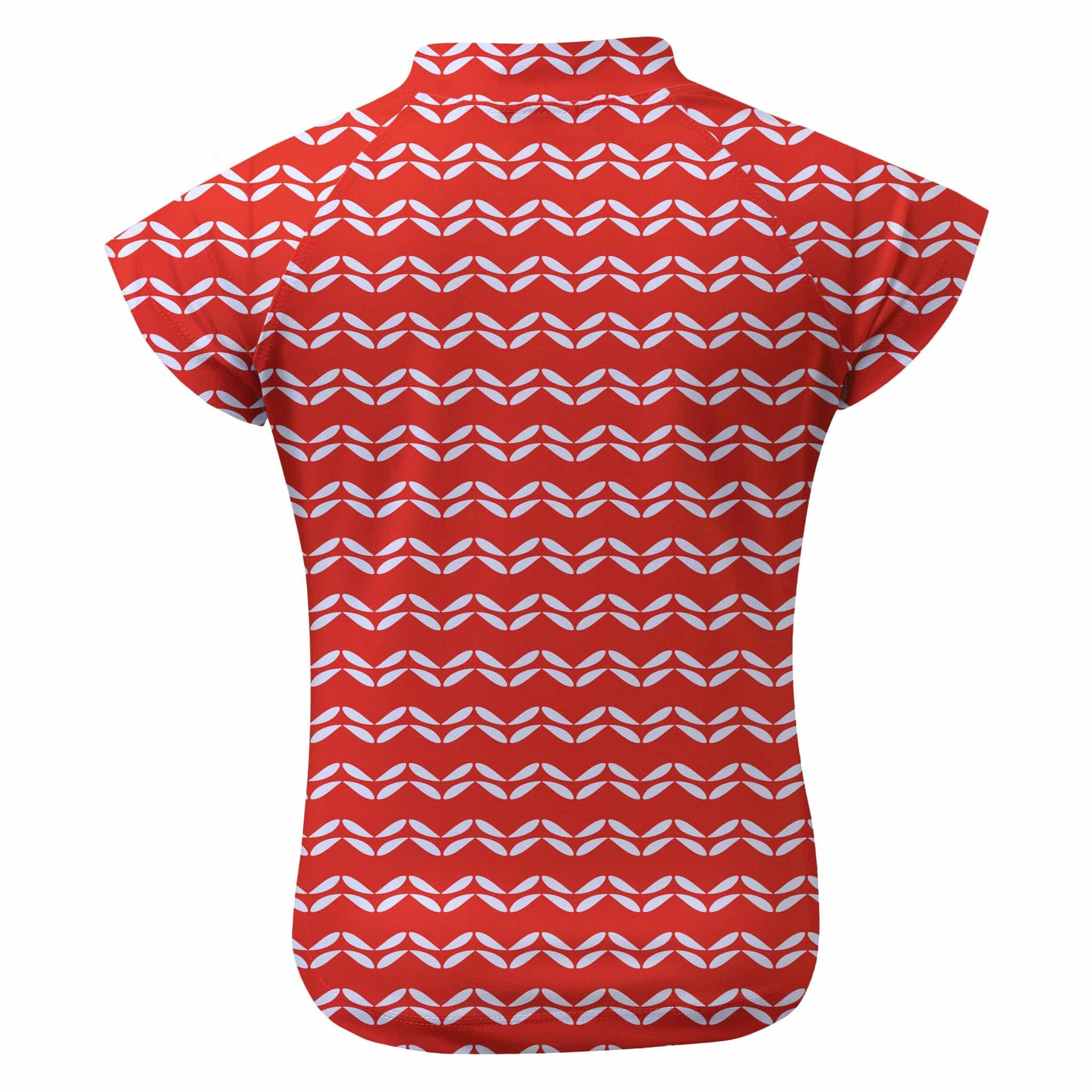 Sandy Feet Australia Short Sleeve Zip Rashie RED LEAF CHEVRON SHORT SLEEVE ZIP RASHIE