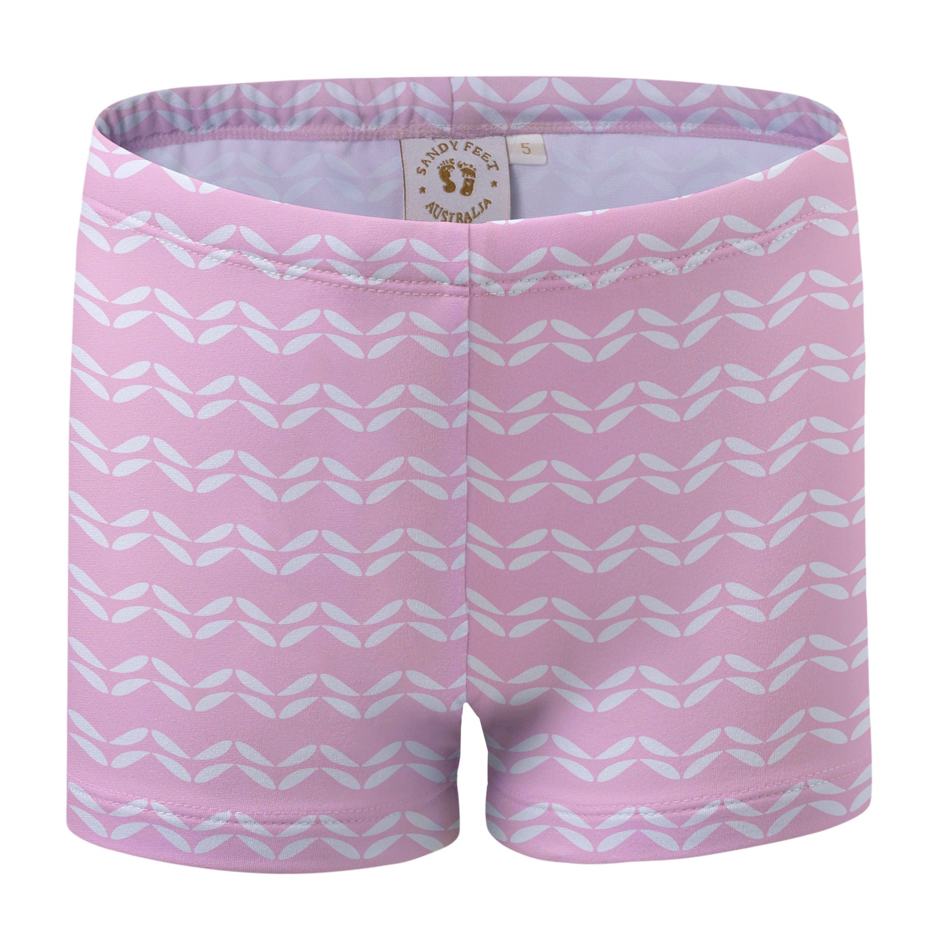 Sandy Feet Australia Swim Shorts PINK LEAF CHEVRON SWIM SHORTS