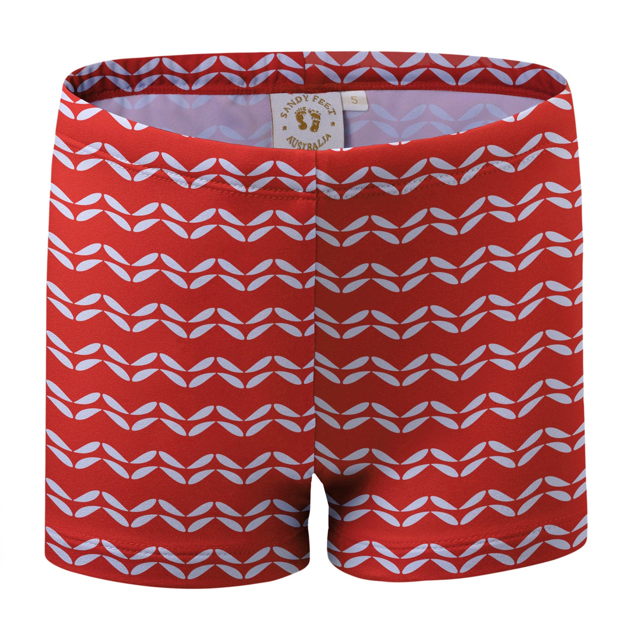 Sandy Feet Australia Swim Shorts RED LEAF CHEVRON SWIM SHORTS