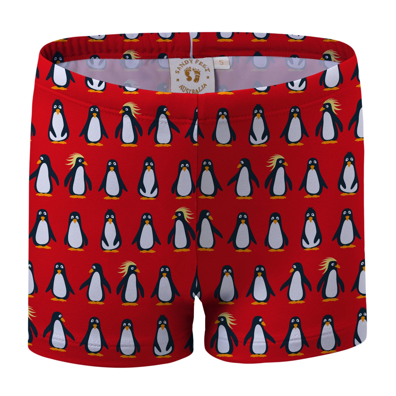 Sandy Feet Australia Swim Shorts RED PENGUIN SWIM SHORTS