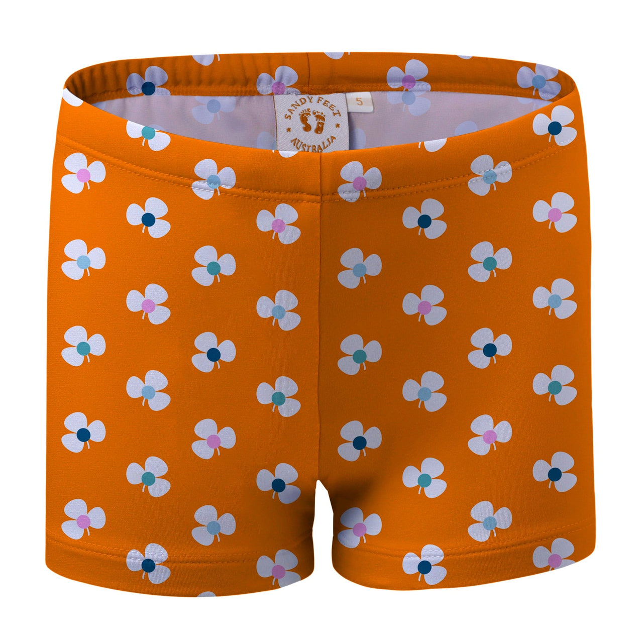 Sandy Feet Australia Swim Shorts TANGERINE FLOWER BURST SWIM SHORTS