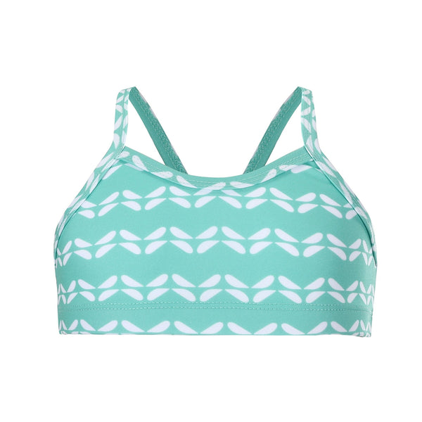 Chlorine Proof Girls Mint Chevron Bikini Top