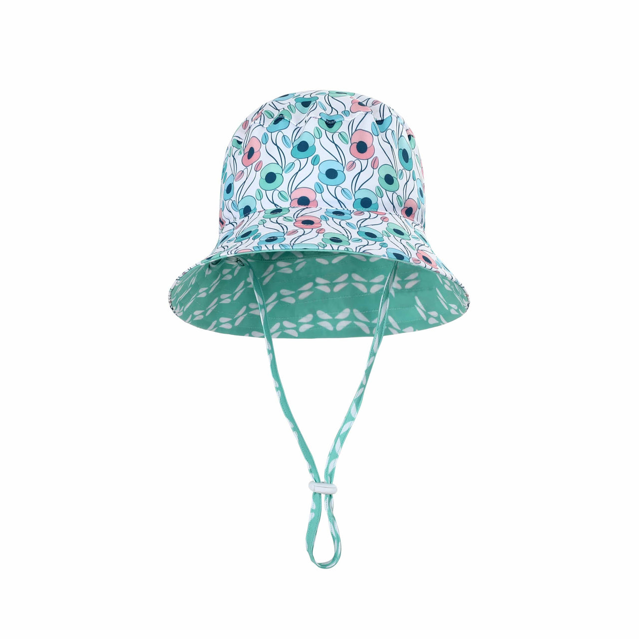 Sandy Feet Australia Hat Girls Mint Poppy Reversible Bucket Hat