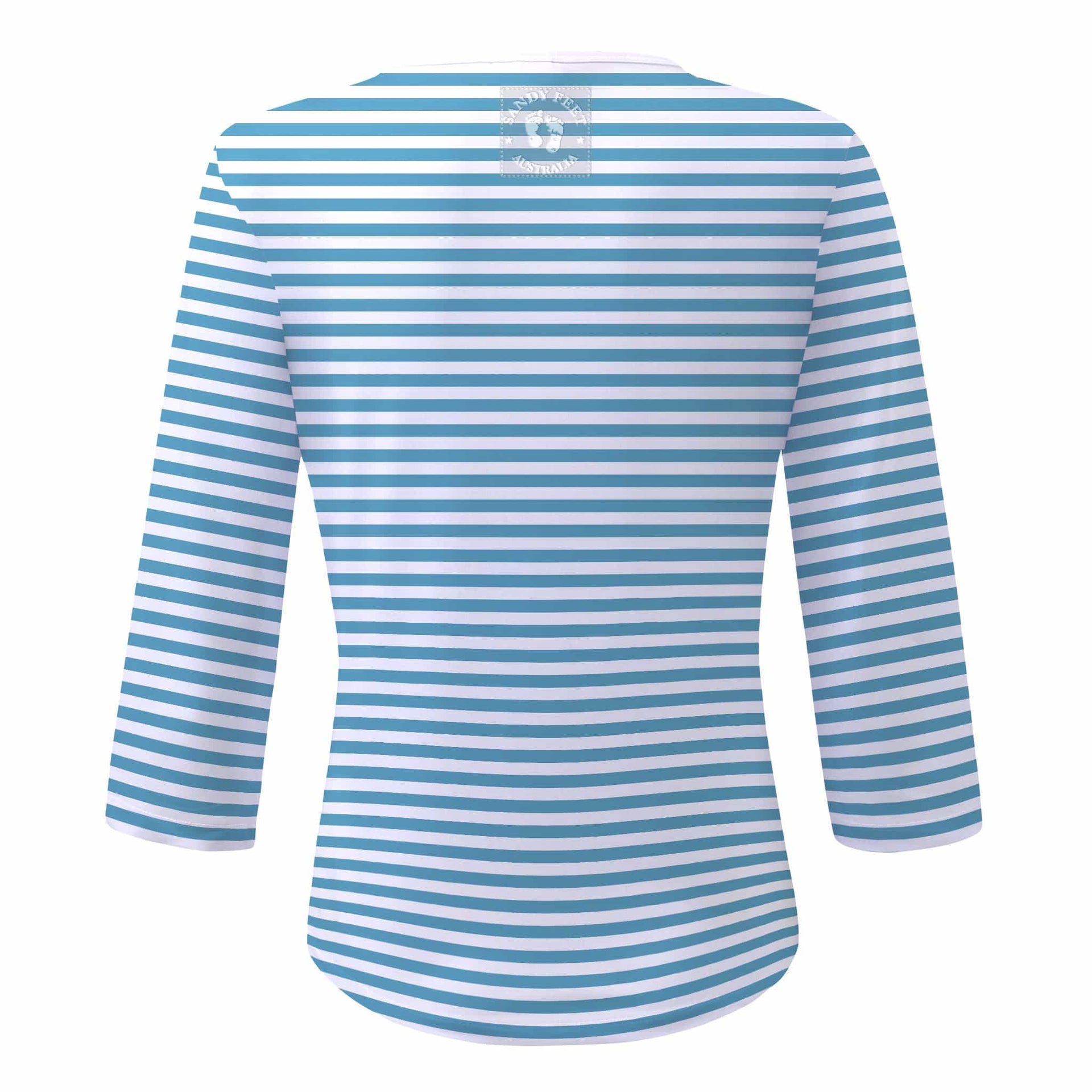 Sandy Feet Australia Long Sleeve Rashie Womens Nautical Stripe 3/4 Sleeve Rashie