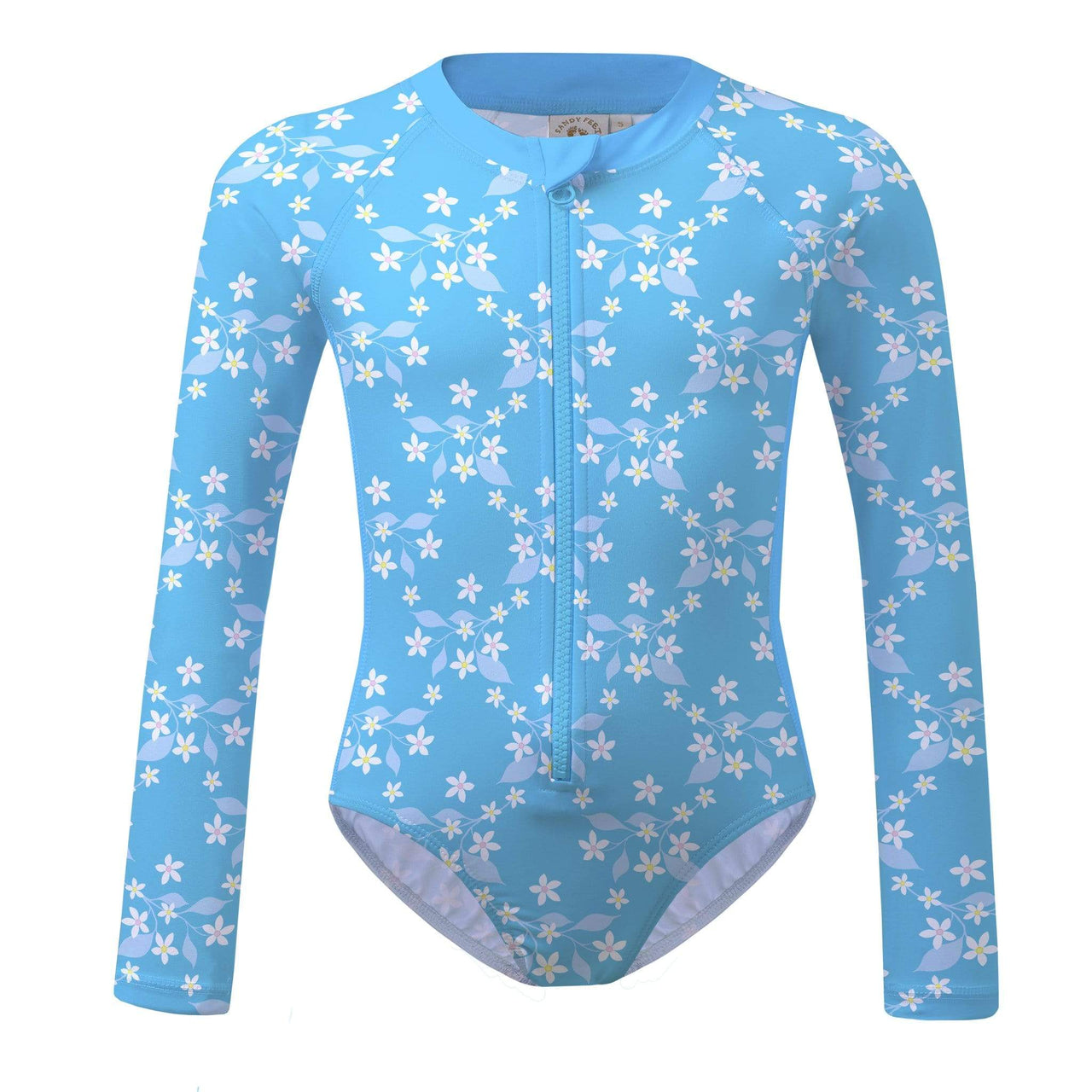 Sandy Feet Australia Long Sleeve Sunsuit Blue Flower Vine Long Sleeve Sunsuit