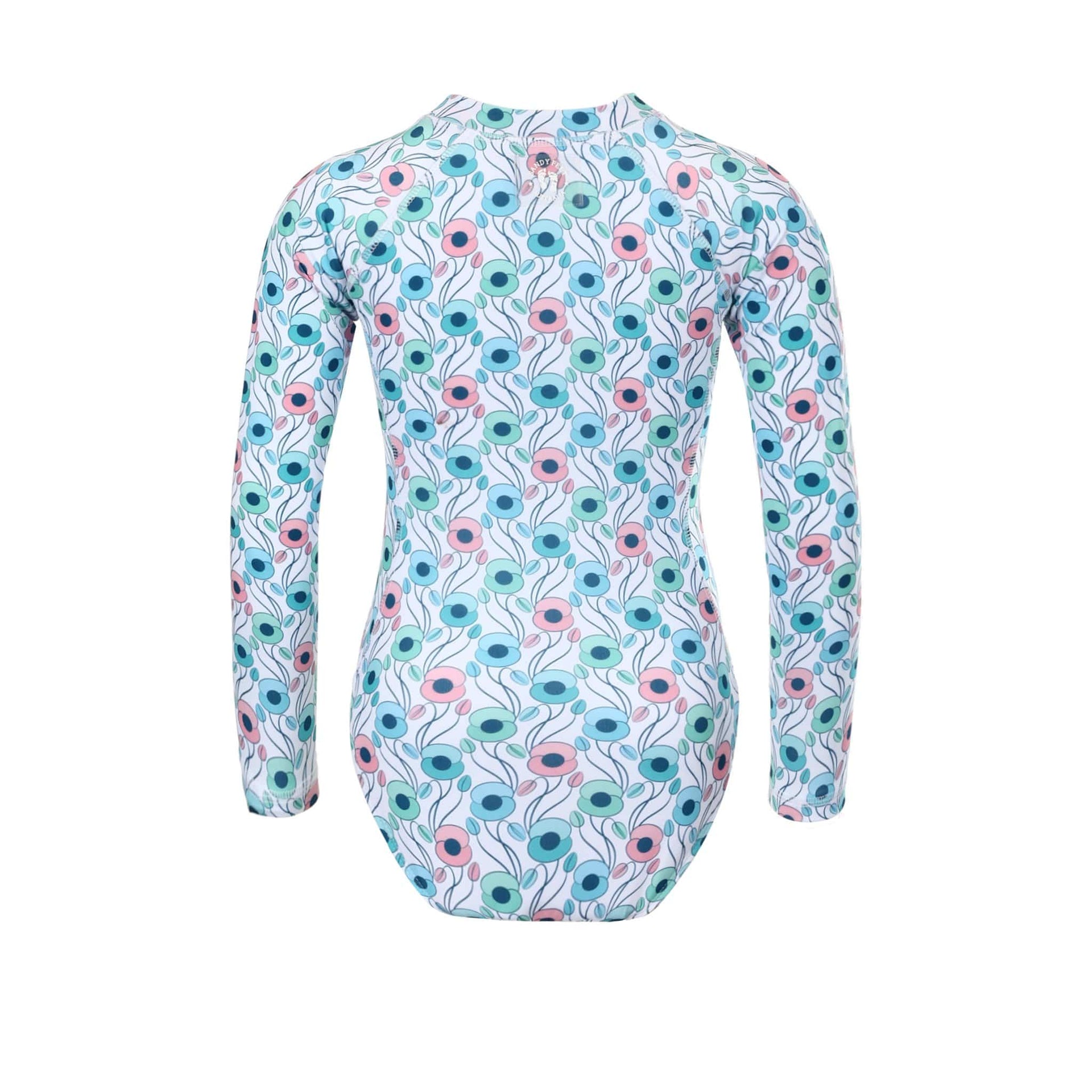 Sandy Feet Australia Long Sleeve Sunsuit Girls Poppy Perfection Long Sleeve Sunsuit