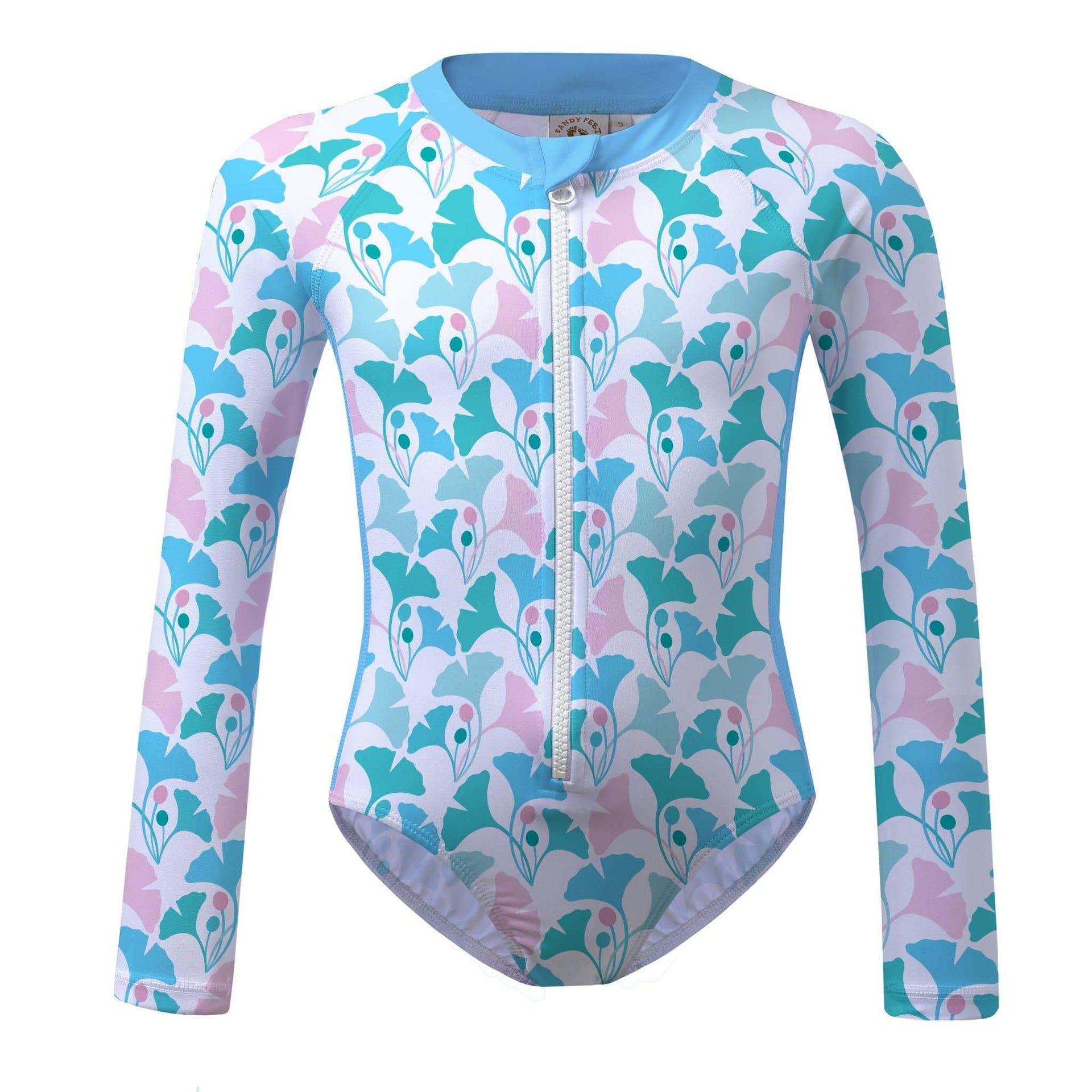 Sandy Feet Australia Long Sleeve Sunsuit Summer Gingko Long Sleeve Sunsuit