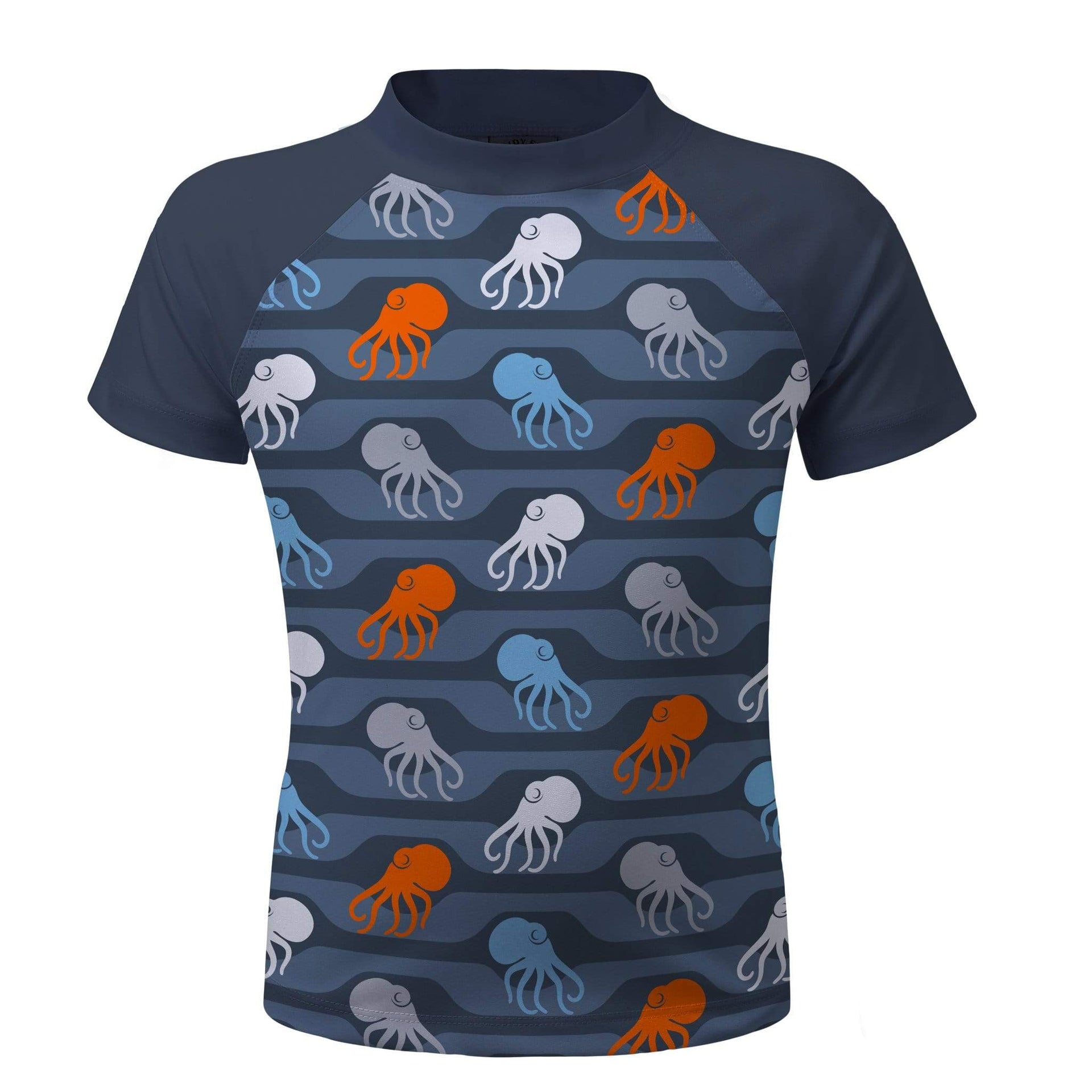 Sandy Feet Australia Short Sleeve Rashie Charcoal Octopi Short Sleeve Rashie