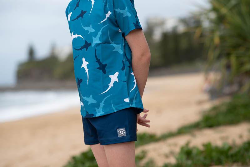 Sandy Feet Australia Short Sleeve Rashie Ocean Shark Pod Short Sleeve Rashie