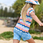 Sandy Feet Australia Swim Shorts Blue Flower Vine LONG Swim Shorts