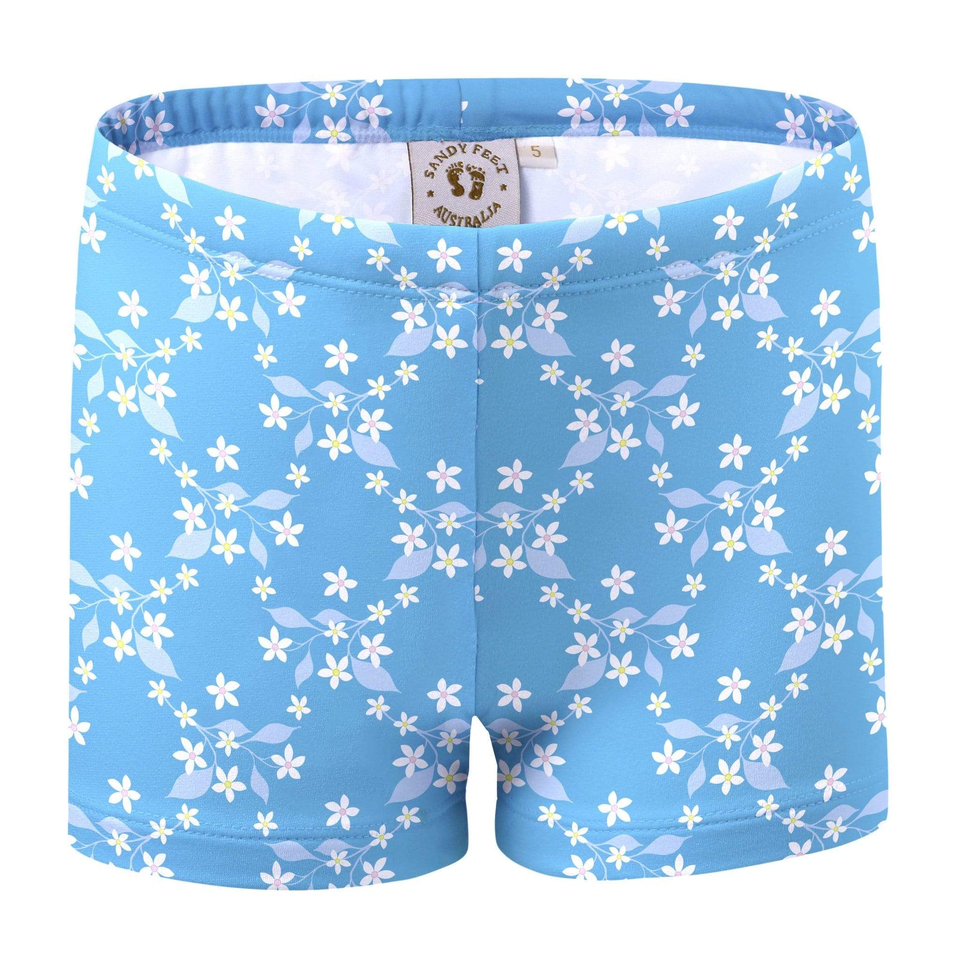 Sandy Feet Australia Swim Shorts Blue Flower Vine Swim Shorts
