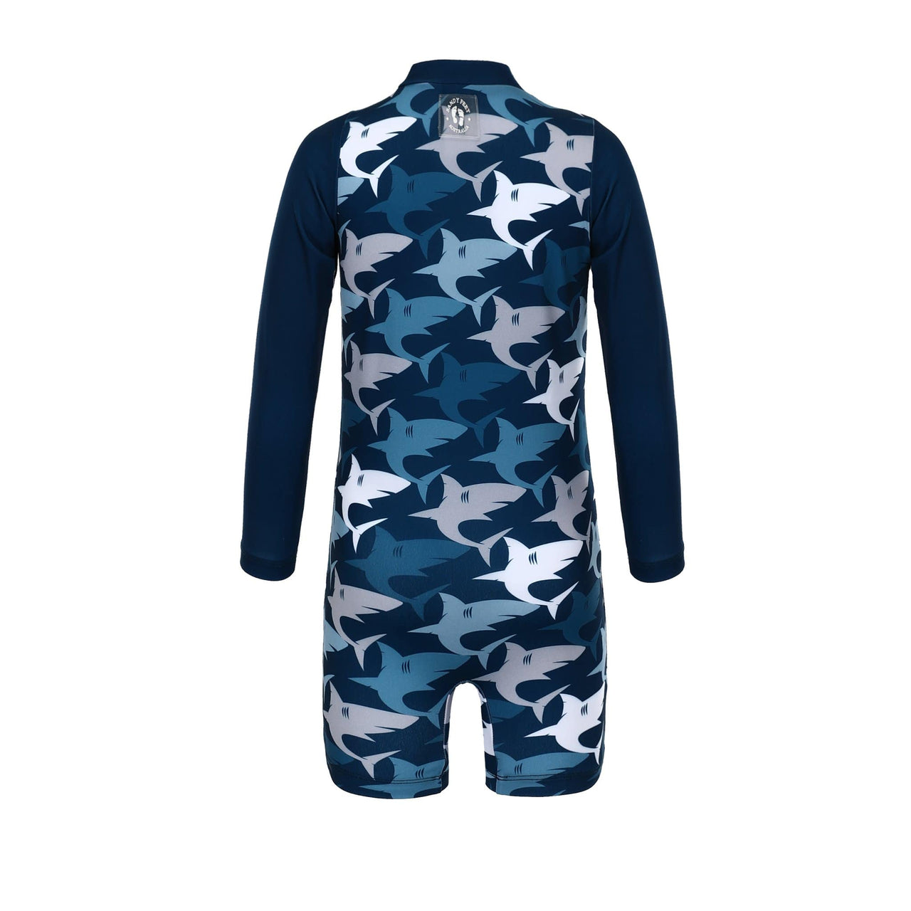 Sandy Feet Australia Toddler Sunsuits Boys Navy Shark Frenzy Toddler Sunsuit